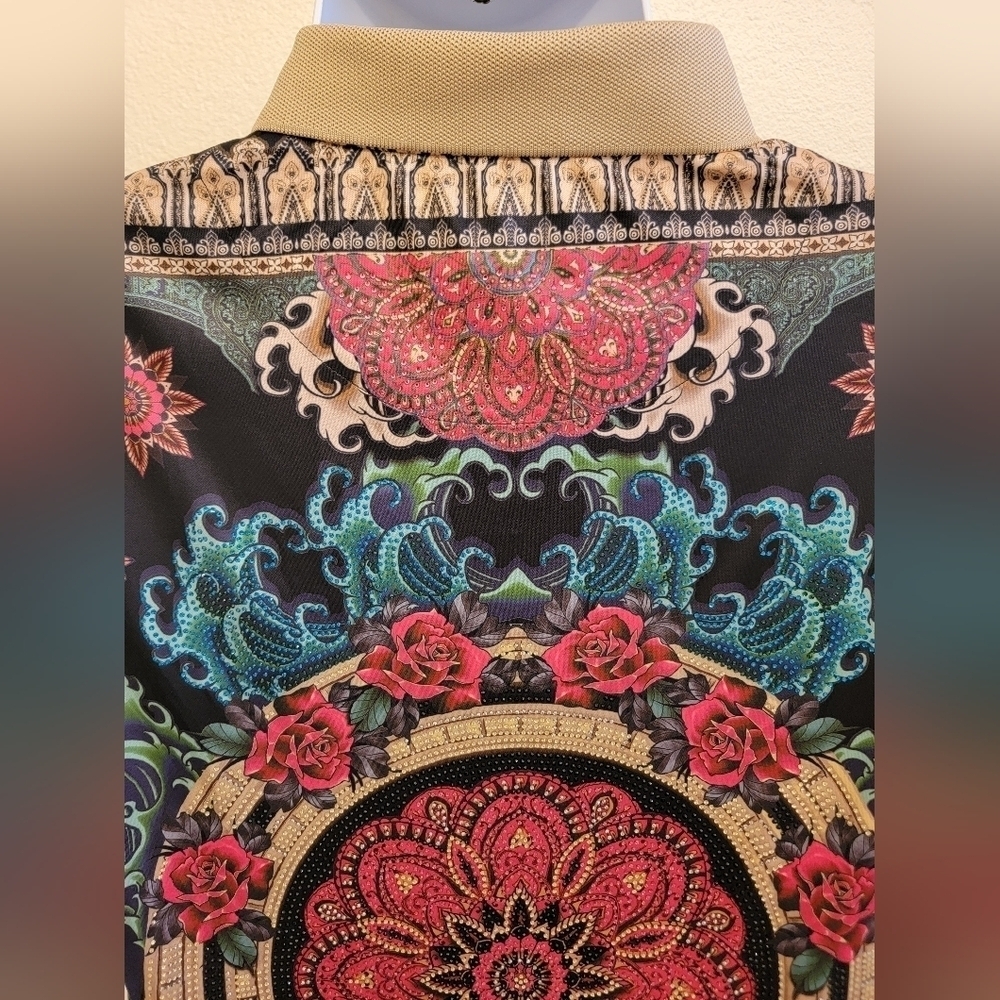 NWT Barabas Men's Rhinestone Embellished Polo Shirt - Picture 10 of 13